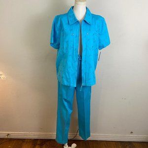 Vintage 90s Denim & Comp. Turquoise Cotton Dacron Embroidery Set